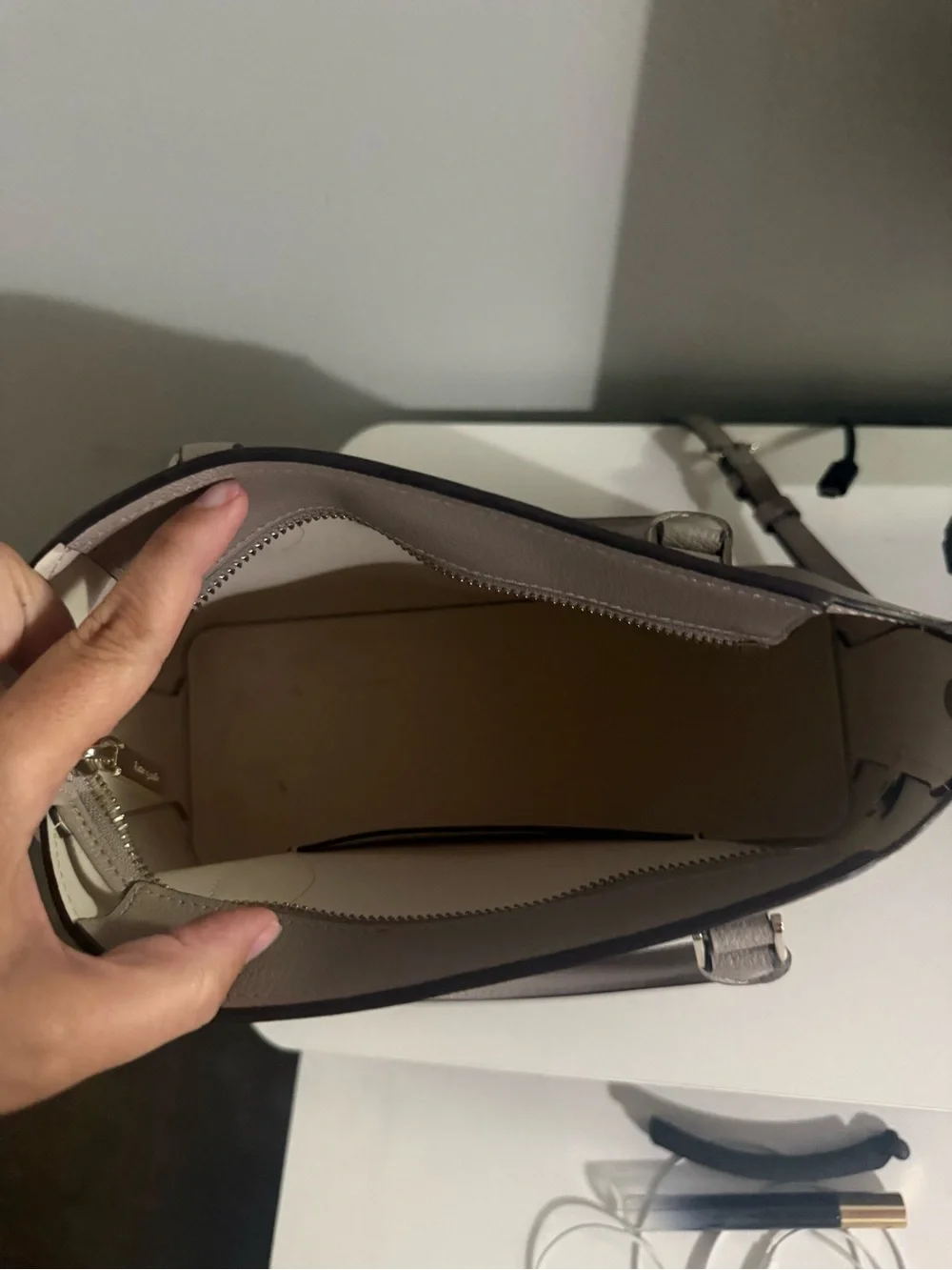 kate spade Pebbled Leather Satchel in Light Taupe